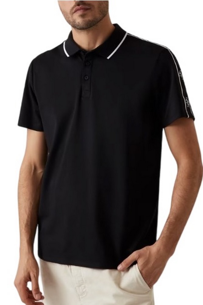 GUESS QUATTRO G TAPE POLO T-SHIRT ΜΠΛΟΥΖΑ ΑΝΔΡΙΚΗ BLACK