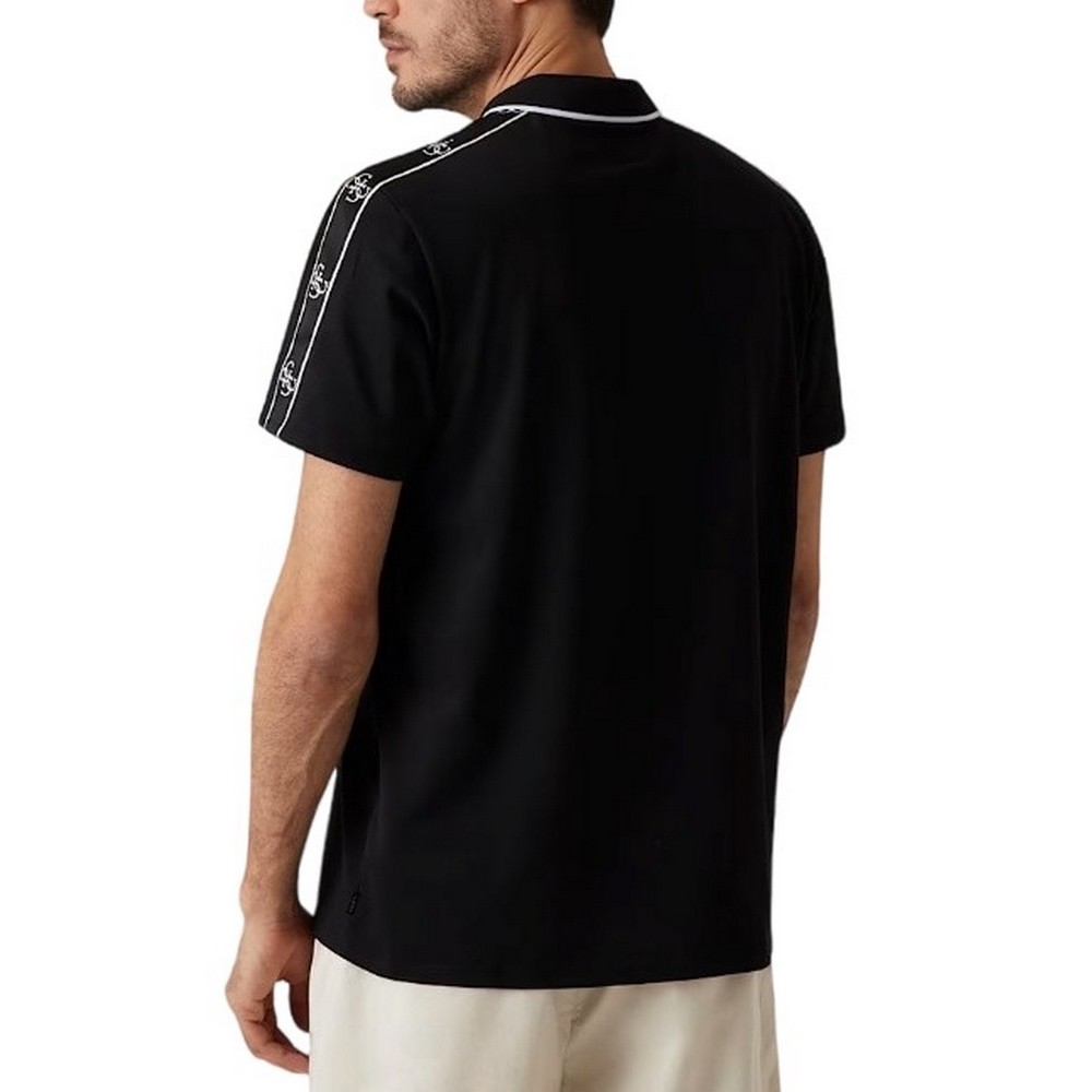 GUESS QUATTRO G TAPE POLO T-SHIRT ΜΠΛΟΥΖΑ ΑΝΔΡΙΚΗ BLACK