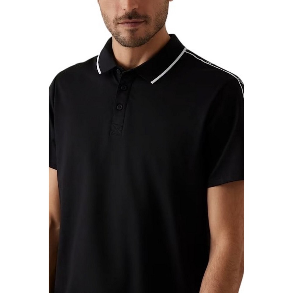 GUESS QUATTRO G TAPE POLO T-SHIRT ΜΠΛΟΥΖΑ ΑΝΔΡΙΚΗ BLACK