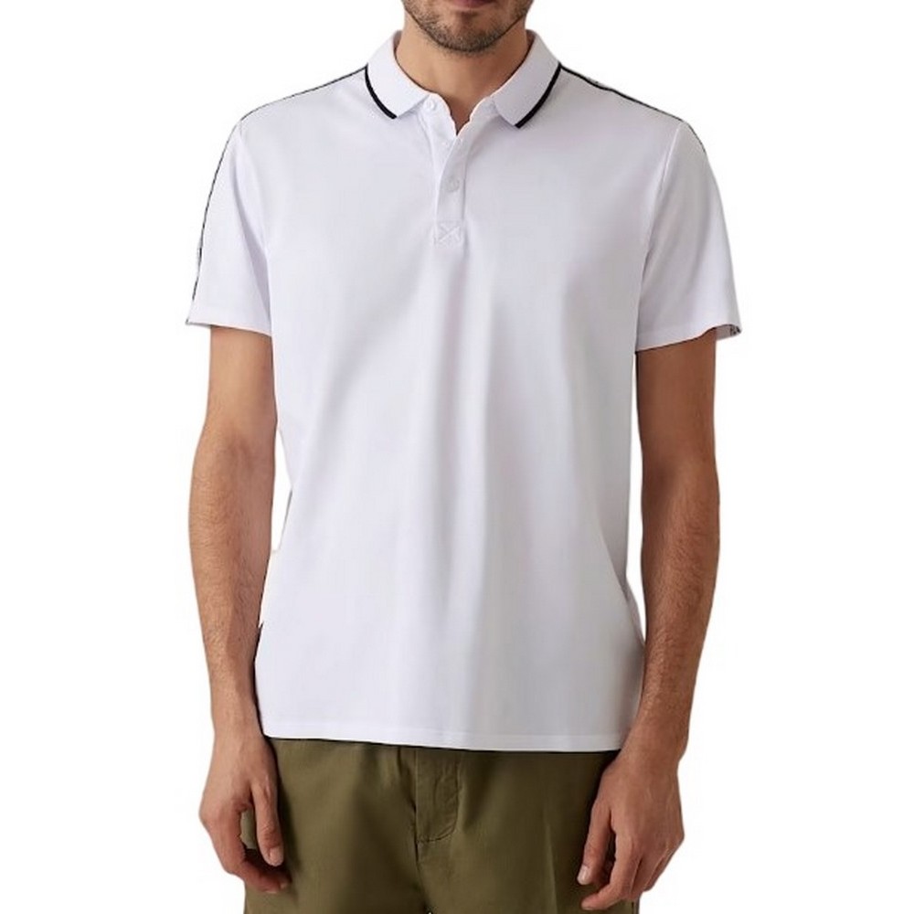 GUESS QUATTRO G TAPE POLO T-SHIRT ΜΠΛΟΥΖΑ ΑΝΔΡΙΚΗ WHITE