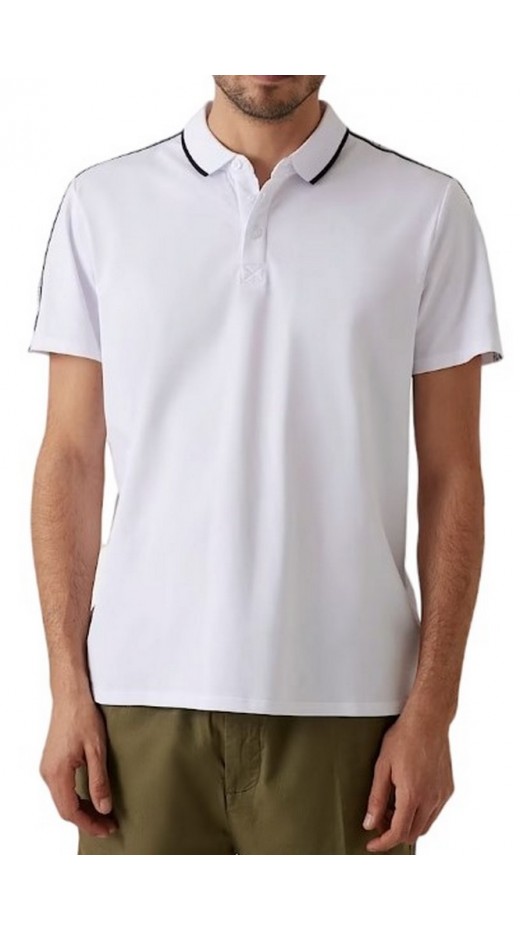 GUESS QUATTRO G TAPE POLO T-SHIRT ΜΠΛΟΥΖΑ ΑΝΔΡΙΚΗ WHITE