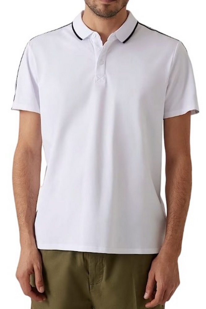 GUESS QUATTRO G TAPE POLO T-SHIRT ΜΠΛΟΥΖΑ ΑΝΔΡΙΚΗ WHITE