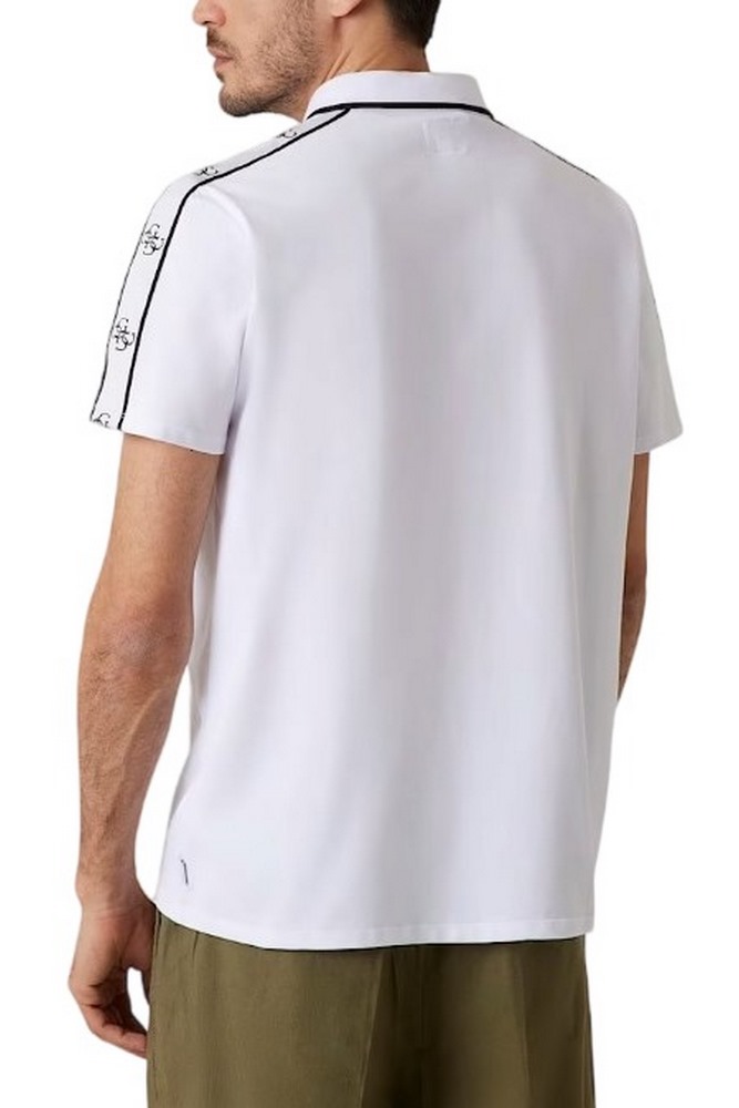 GUESS QUATTRO G TAPE POLO T-SHIRT ΜΠΛΟΥΖΑ ΑΝΔΡΙΚΗ WHITE