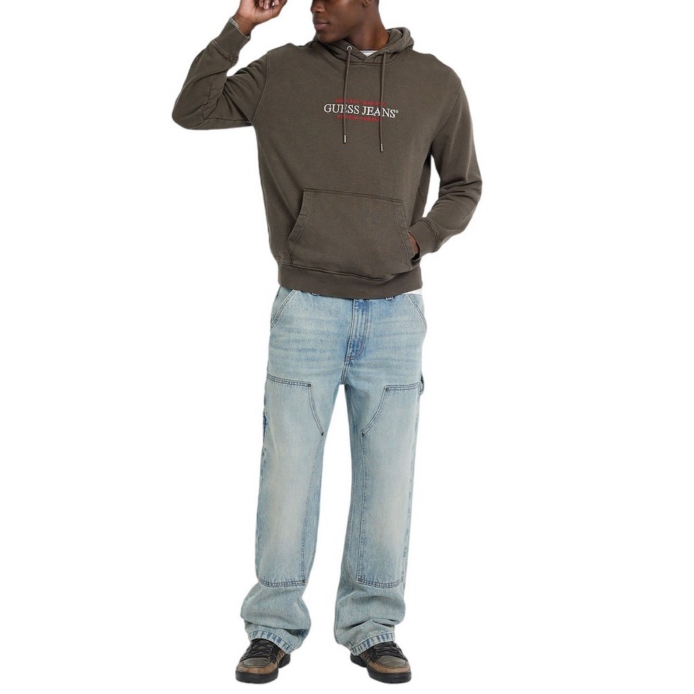 GUESS JEANS GJ HOOD REG AMERICA TRAD SWEAT ΦΟΥΤΕΡ ΜΠΛΟΥΖΑ ΑΝΔΡΙΚΗ OLIVE