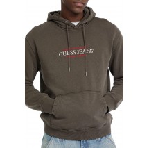 GUESS JEANS GJ HOOD REG AMERICA TRAD SWEAT ΦΟΥΤΕΡ ΜΠΛΟΥΖΑ ΑΝΔΡΙΚΗ OLIVE