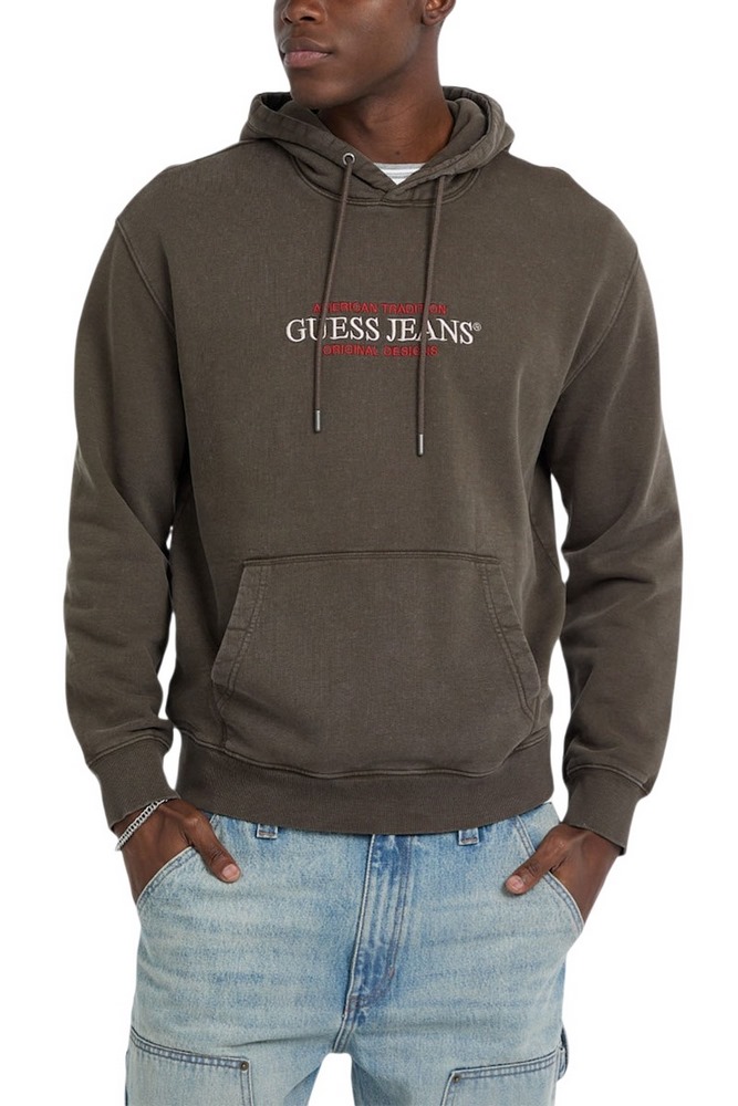 GUESS JEANS GJ HOOD REG AMERICA TRAD SWEAT ΦΟΥΤΕΡ ΜΠΛΟΥΖΑ ΑΝΔΡΙΚΗ OLIVE