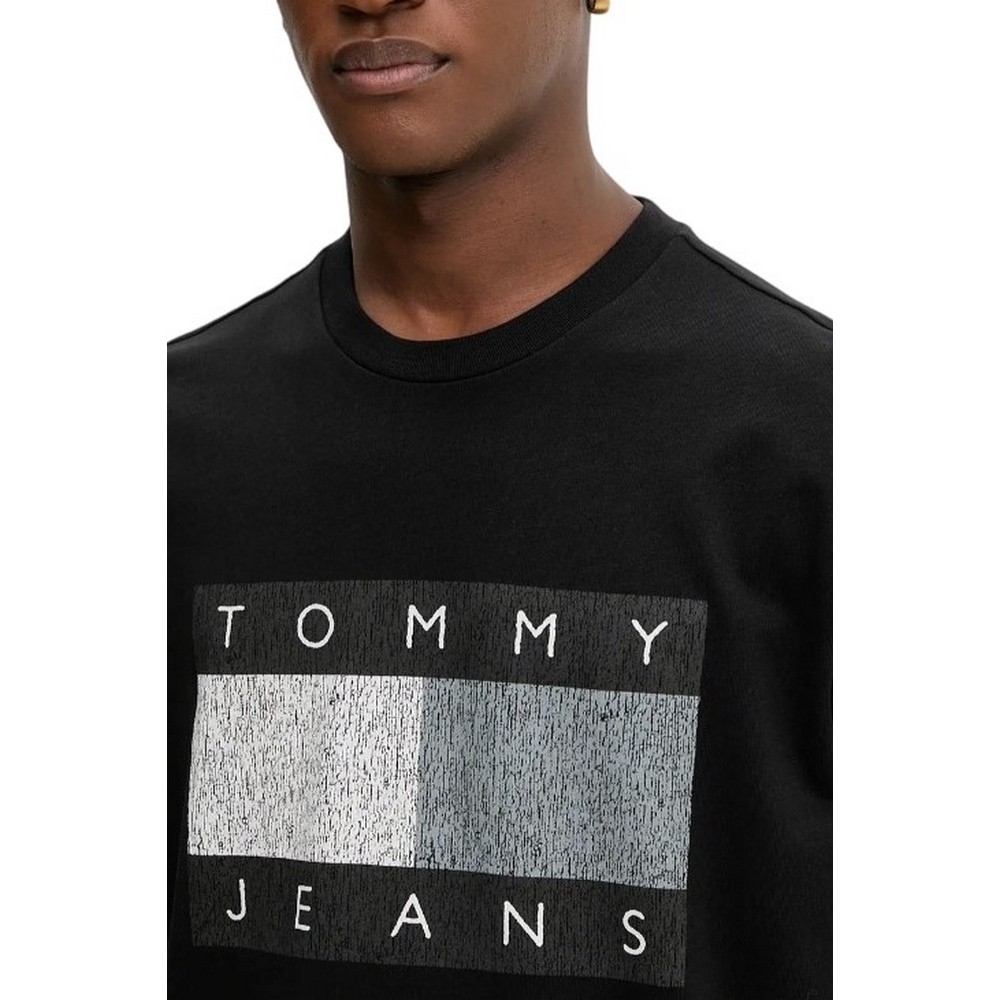 TOMMY JEANS 90S DISTRESSED FLAG TEE T-SHIRT ΜΠΛΟΥΖΑ ΑΝΔΡΙΚΗ BLACK