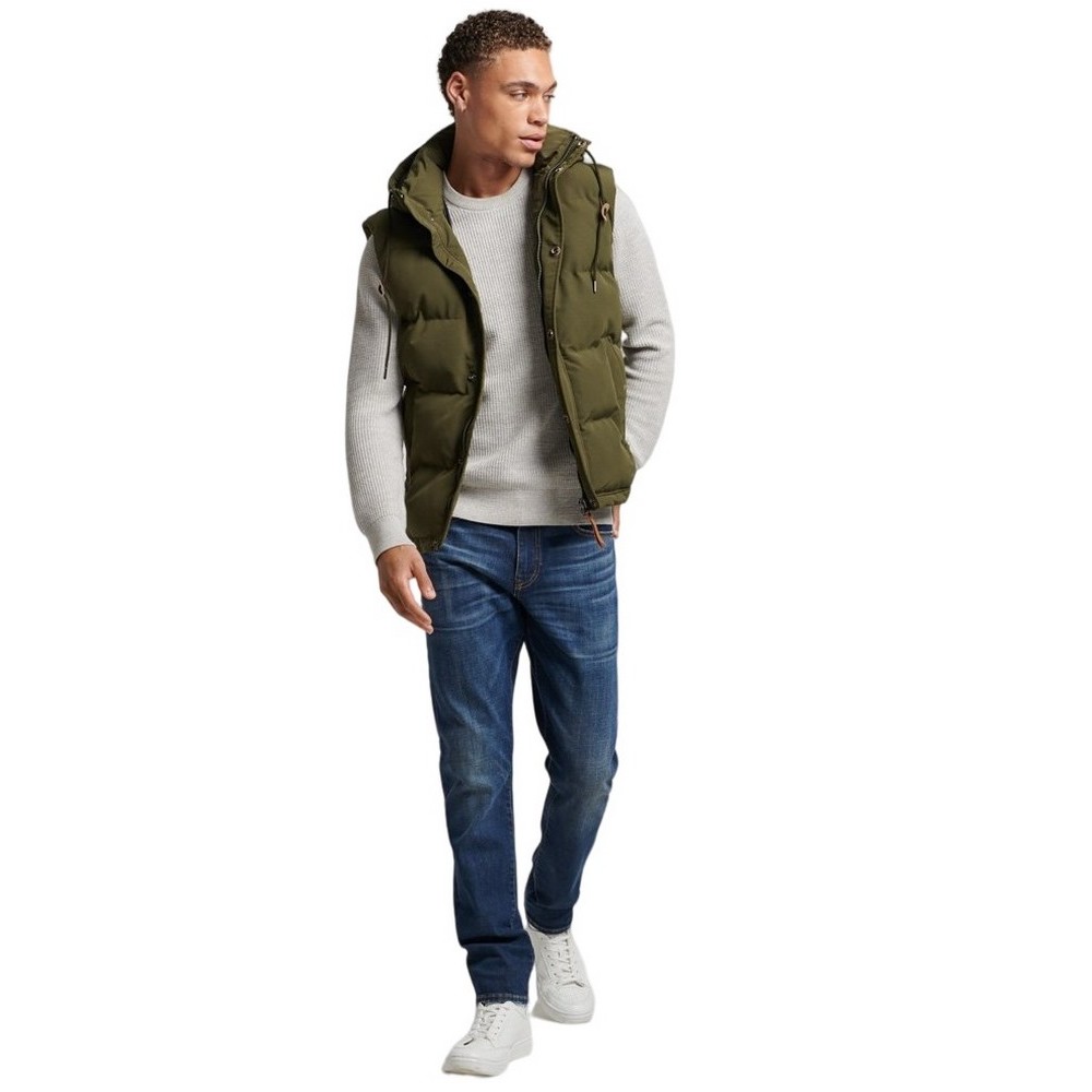 SUPERDRY D3 OVIN EVEREST HOODED PUFFER  GILET ΜΠΟΥΦΑΝ-ΓΙΛΕΚΟ ΑΝΔΡΙΚΟ OLIVE