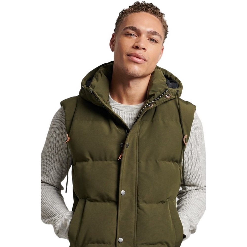 SUPERDRY D3 OVIN EVEREST HOODED PUFFER GILET ΓΙΛΕΚΟ ΜΠΟΥΦΑΝ ΑΝΔΡΙΚΟ OLIVE