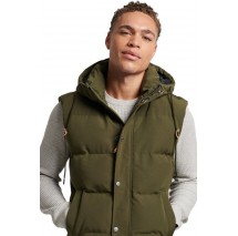 SUPERDRY D3 OVIN EVEREST HOODED PUFFER  GILET ΜΠΟΥΦΑΝ-ΓΙΛΕΚΟ ΑΝΔΡΙΚΟ OLIVE