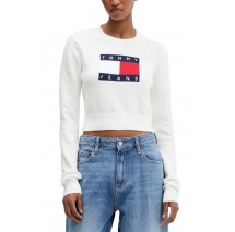 TOMMY JEANS SPARKLE FLAG SWEATER EXT ΜΠΛΟΥΖΑ ΠΛΕΚΤΗ ΓΥΝΑΙΚΕΙΑ WHITE
