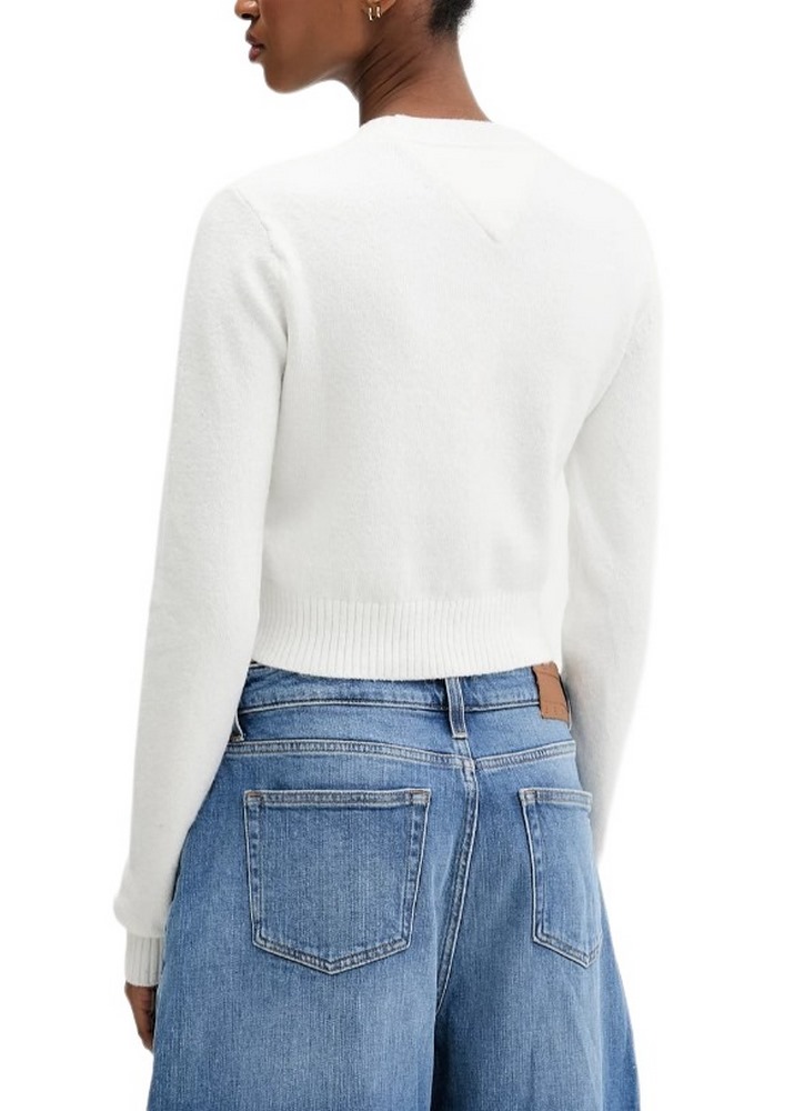 TOMMY JEANS SPARKLE FLAG SWEATER EXT ΜΠΛΟΥΖΑ ΠΛΕΚΤΗ ΓΥΝΑΙΚΕΙΑ WHITE