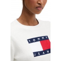 TOMMY JEANS SPARKLE FLAG SWEATER EXT ΜΠΛΟΥΖΑ ΠΛΕΚΤΗ ΓΥΝΑΙΚΕΙΑ WHITE