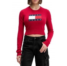 TOMMY JEANS SPARKLE FLAG SWEATER EXT ΜΠΛΟΥΖΑ ΠΛΕΚΤΗ ΓΥΝΑΙΚΕΙΑ RED