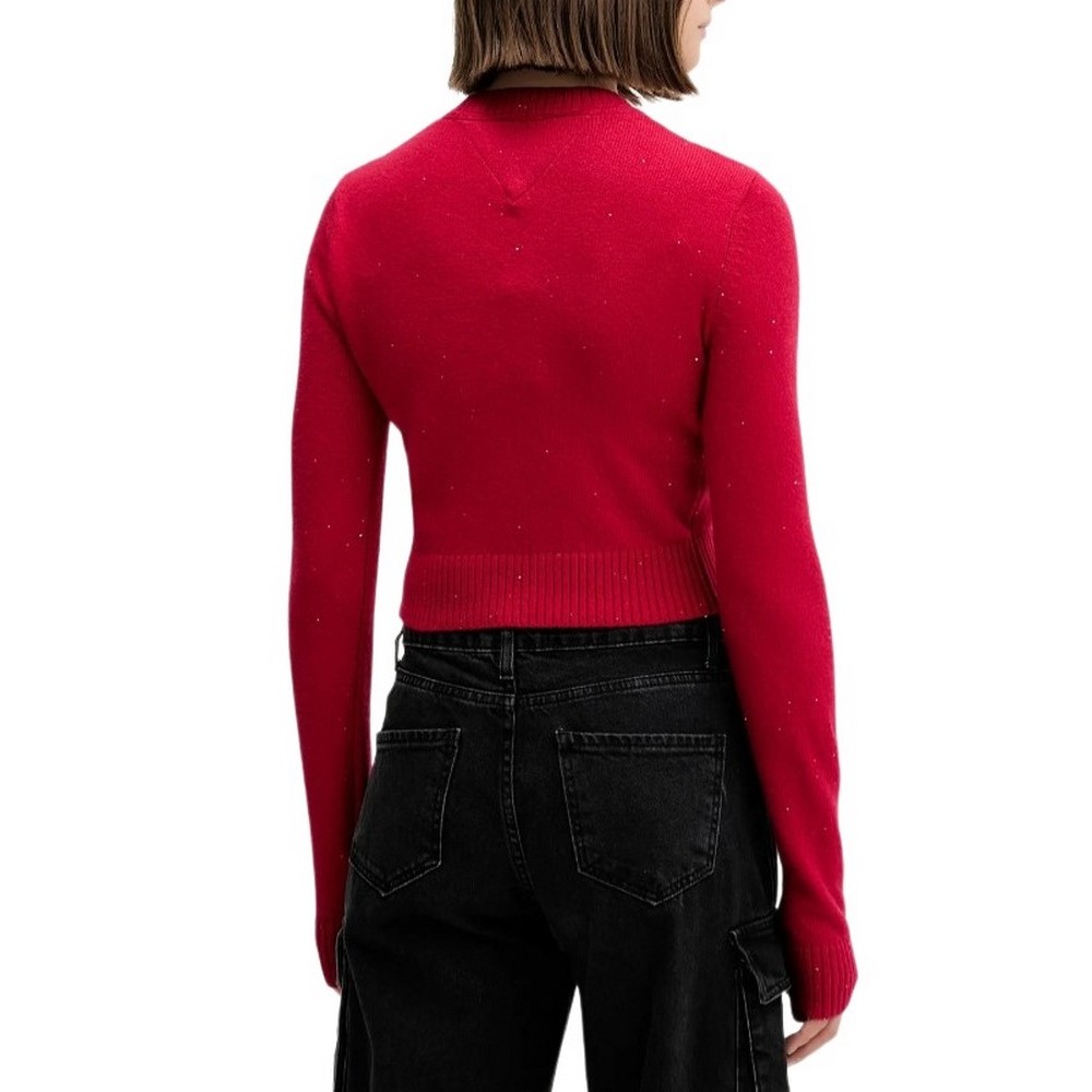 TOMMY JEANS SPARKLE FLAG SWEATER EXT ΜΠΛΟΥΖΑ ΠΛΕΚΤΗ ΓΥΝΑΙΚΕΙΑ RED