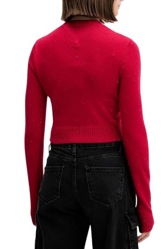 TOMMY JEANS SPARKLE FLAG SWEATER EXT ΜΠΛΟΥΖΑ ΠΛΕΚΤΗ ΓΥΝΑΙΚΕΙΑ RED