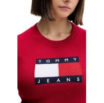 TOMMY JEANS SPARKLE FLAG SWEATER EXT ΜΠΛΟΥΖΑ ΠΛΕΚΤΗ ΓΥΝΑΙΚΕΙΑ RED