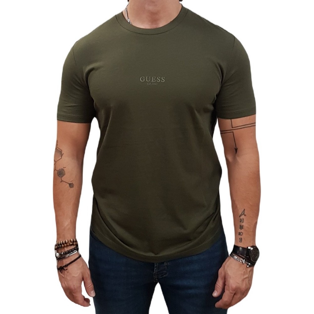 GUESS AIDY CN SS TEE T-SHIRT ΜΠΛΟΥΖΑ ΑΝΔΡΙΚΗ KHAKI