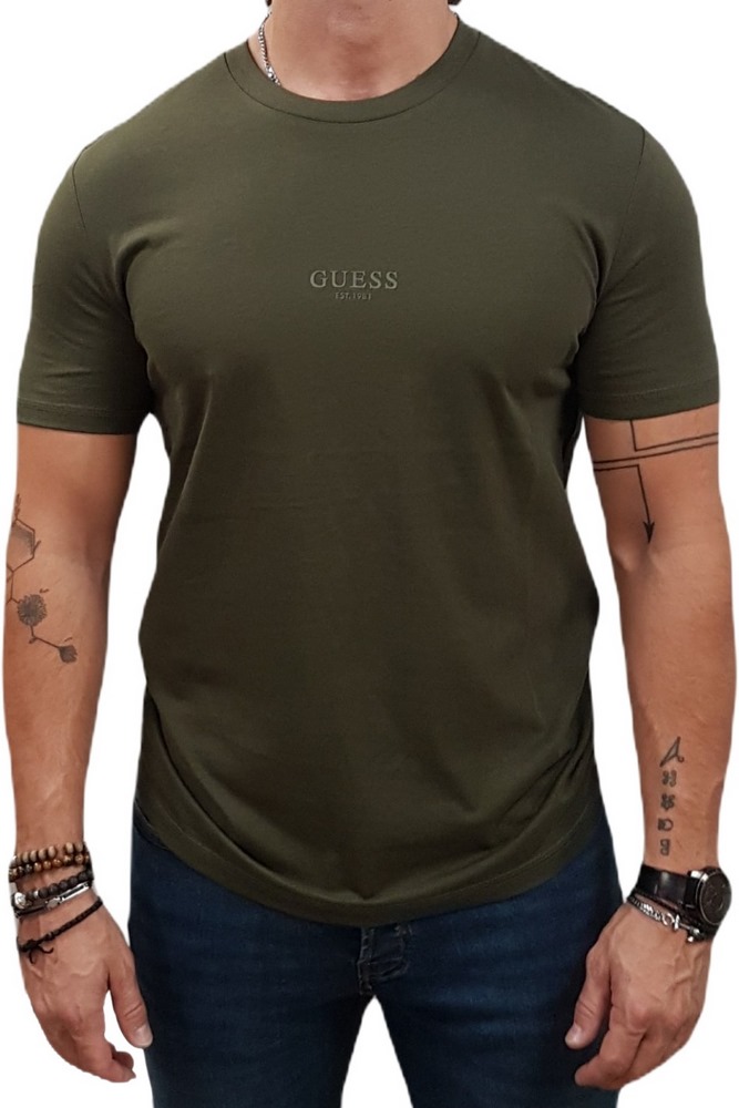 GUESS AIDY CN SS TEE T-SHIRT ΜΠΛΟΥΖΑ ΑΝΔΡΙΚΗ KHAKI