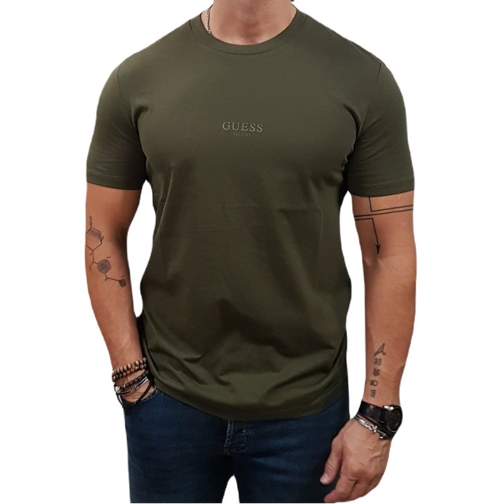 GUESS AIDY CN SS TEE T-SHIRT ΜΠΛΟΥΖΑ ΑΝΔΡΙΚΗ KHAKI