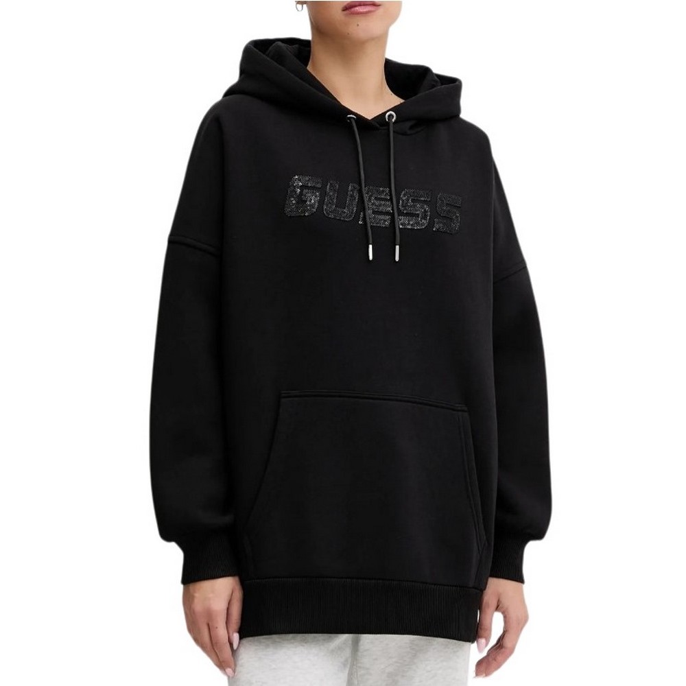 GUESS AELIA LONG MAXI SWEATSHIRT DRE ΦΟΥΤΕΡ ΜΠΛΟΥΖΑ ΓΥΝΑΙΚΕΙΑ BLACK