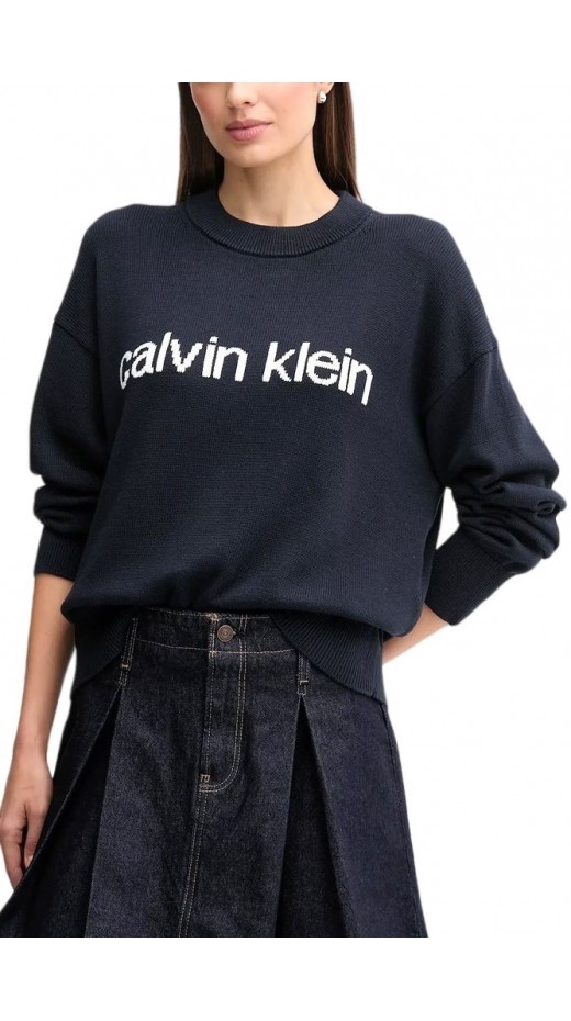 CALVIN KLEIN JEANS COTTON GRAPHIC PULLOVER ΜΠΛΟΥΖΑ ΠΛΕΚΤΗ ΓΥΝΑΙΚΕΙΑ NAVY