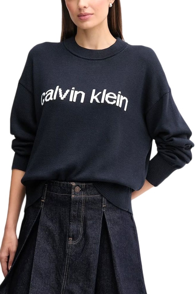 CALVIN KLEIN JEANS COTTON GRAPHIC PULLOVER ΜΠΛΟΥΖΑ ΠΛΕΚΤΗ ΓΥΝΑΙΚΕΙΑ NAVY