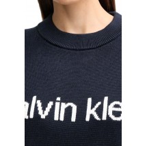 CALVIN KLEIN JEANS COTTON GRAPHIC PULLOVER ΜΠΛΟΥΖΑ ΠΛΕΚΤΗ ΓΥΝΑΙΚΕΙΑ NAVY