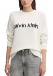CALVIN KLEIN JEANS COTTON GRAPHIC PULLOVER ΜΠΛΟΥΖΑ ΠΛΕΚΤΗ ΓΥΝΑΙΚΕΙΑ OFF WHITE