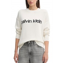 CALVIN KLEIN JEANS COTTON GRAPHIC PULLOVER ΜΠΛΟΥΖΑ ΠΛΕΚΤΗ ΓΥΝΑΙΚΕΙΑ OFF WHITE