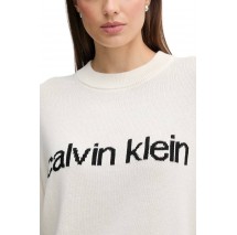 CALVIN KLEIN JEANS COTTON GRAPHIC PULLOVER ΜΠΛΟΥΖΑ ΠΛΕΚΤΗ ΓΥΝΑΙΚΕΙΑ OFF WHITE
