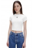 CALVIN KLEIN JEANS RIB CROPPED SLIM TEE ΤΟΠ ΓΥΝΑΙΚΕΙΟ WHITE