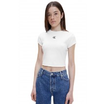 CALVIN KLEIN JEANS CK RIB CROPPED SLIM TEE ΤΟΠ ΓΥΝΑΙΚΕΙΟ WHITE