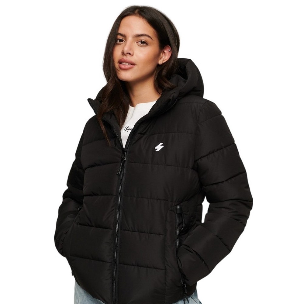 SUPERDRY HOODED SPIRIT SPORTS PUFFER ΜΠΟΥΦΑΝ ΓΥΝΑΙΚΕΙΟ BLACK