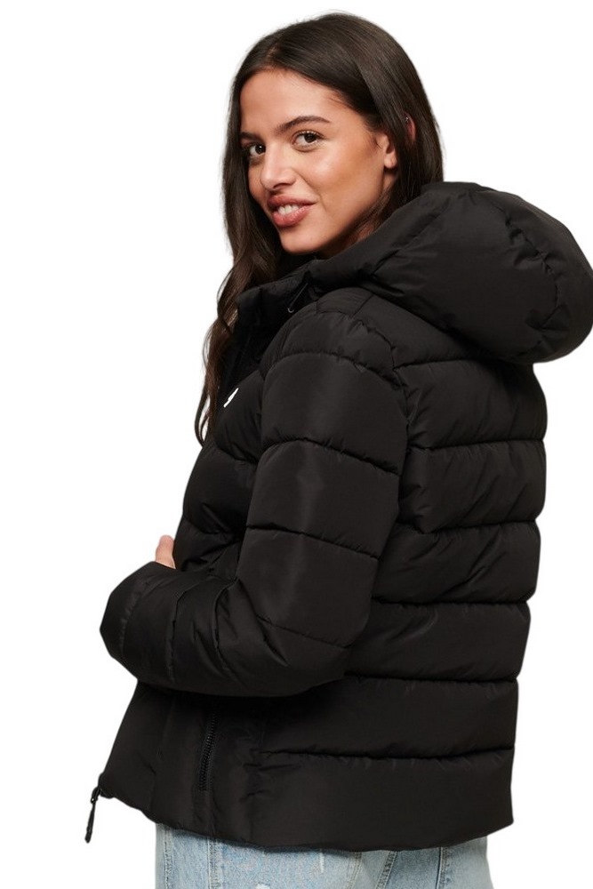 SUPERDRY HOODED SPIRIT SPORTS PUFFER ΜΠΟΥΦΑΝ ΓΥΝΑΙΚΕΙΟ BLACK