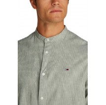 TOMMY JEANS LINEN MIX BND STP SHRT EXT ΠΟΥΚΑΜΙΣΟ ΑΝΔΡΙΚΟ GREEN