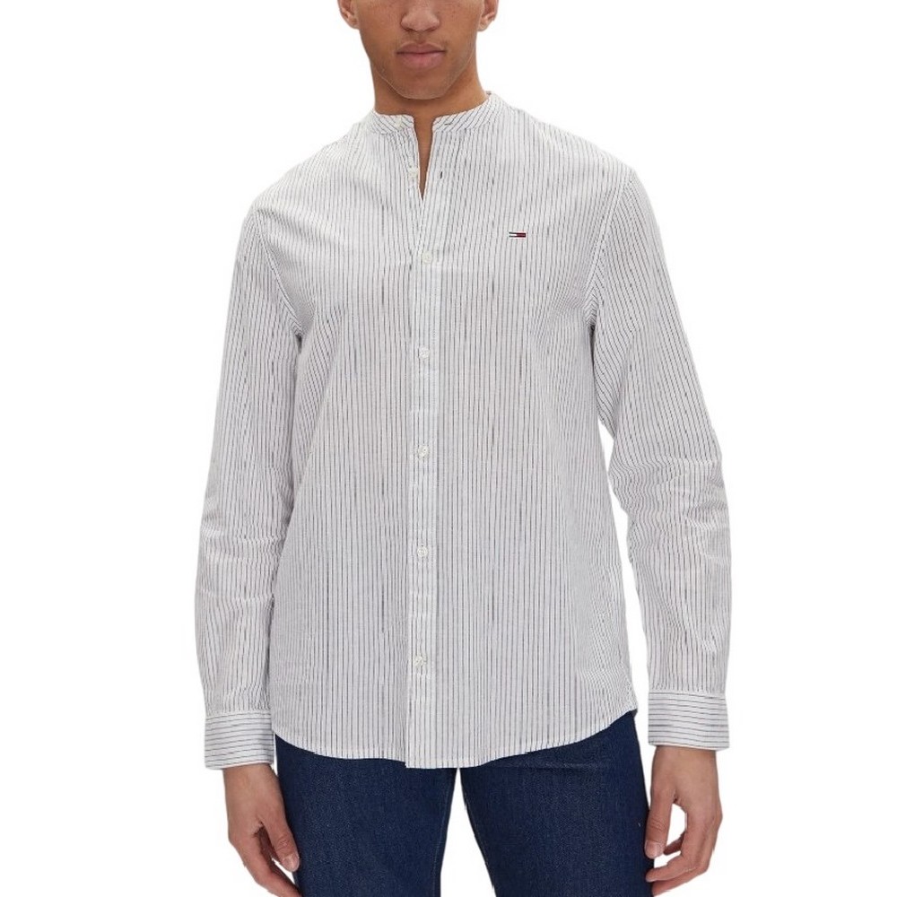 TOMMY JEANS LINEN MIX BND STP SHRT EXT ΠΟΥΚΑΜΙΣΟ ΑΝΔΡΙΚΟ ECRU
