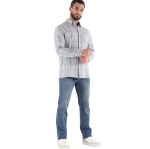 GUESS CHECK BLEACH COTTON SHIRT ΠΟΥΚΑΜΙΣΟ ΑΝΔΡΙΚΟ GREY