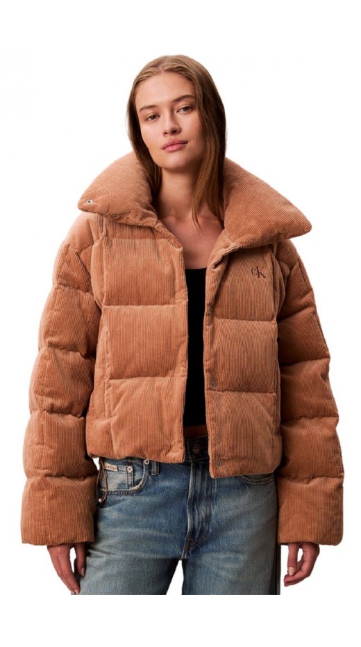 CALVIN KLEIN JEANS CORDUROY INSULATED DOWN PUFFER ΜΠΟΥΦΑΝ ΓΥΝΑΙΚΕΙΟ TAN