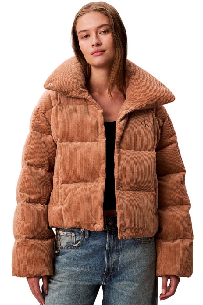 CALVIN KLEIN JEANS CORDUROY INSULATED DOWN PUFFER ΜΠΟΥΦΑΝ ΓΥΝΑΙΚΕΙΟ TAN