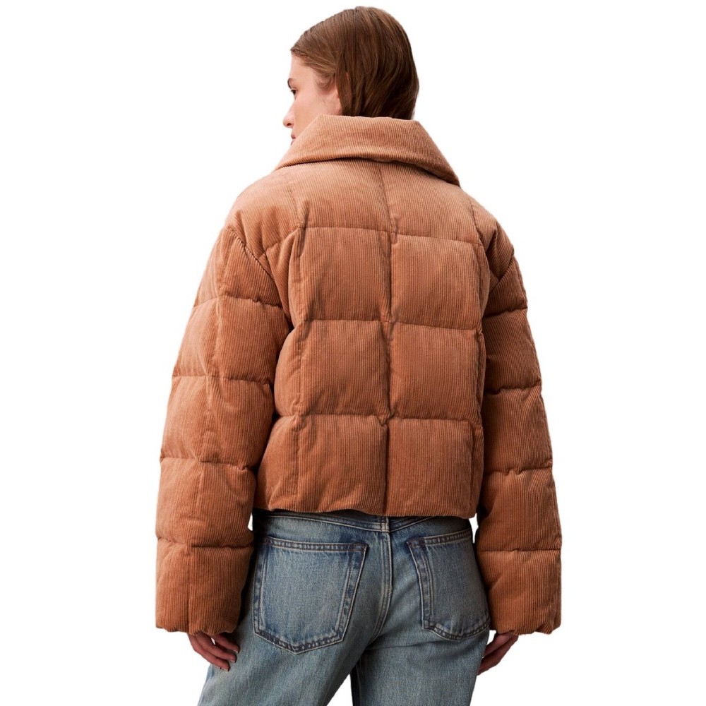 CALVIN KLEIN JEANS CORDUROY INSULATED DOWN PUFFER ΜΠΟΥΦΑΝ ΓΥΝΑΙΚΕΙΟ TAN