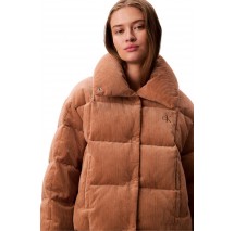 CALVIN KLEIN JEANS CORDUROY INSULATED DOWN PUFFER ΜΠΟΥΦΑΝ ΓΥΝΑΙΚΕΙΟ TAN