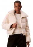 CALVIN KLEIN JEANS CORDUROY INSULATED DOWN PUFFER ΜΠΟΥΦΑΝ ΓΥΝΑΙΚΕΙΟ OFF WHITE