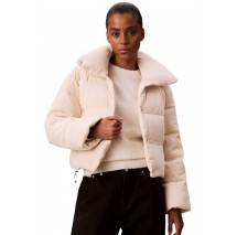 CALVIN KLEIN JEANS CORDUROY INSULATED DOWN PUFFER ΜΠΟΥΦΑΝ ΓΥΝΑΙΚΕΙΟ OFF WHITE