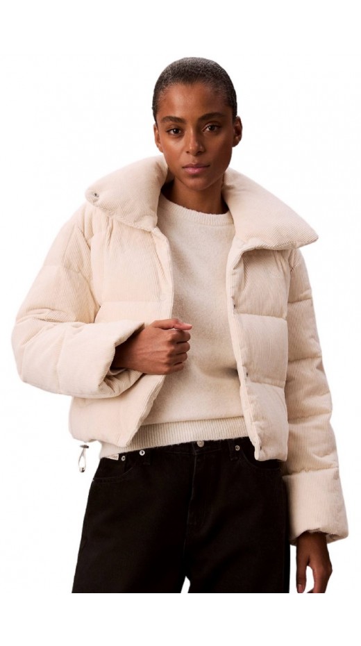 CALVIN KLEIN JEANS CORDUROY INSULATED DOWN PUFFER ΜΠΟΥΦΑΝ ΓΥΝΑΙΚΕΙΟ OFF WHITE