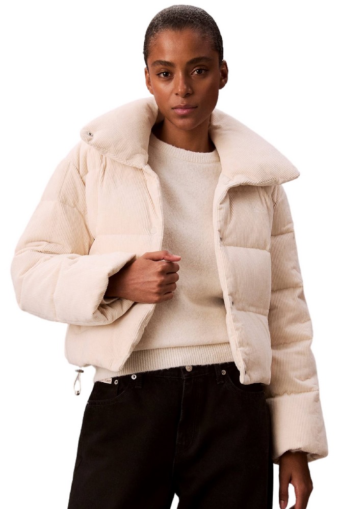 CALVIN KLEIN JEANS CORDUROY INSULATED DOWN PUFFER ΜΠΟΥΦΑΝ ΓΥΝΑΙΚΕΙΟ OFF WHITE