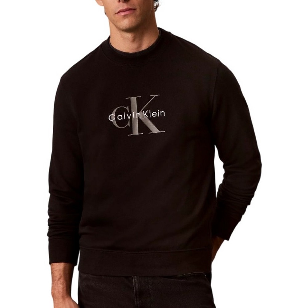 CALVIN KLEIN JEANS 350TERRY MNLG CN SWTSHRT ΜΠΛΟΥΖΑ ΦΟΥΤΕΡ ΑΝΔΡΙΚΗ BLACK