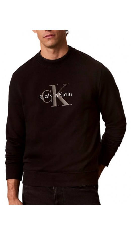 CALVIN KLEIN JEANS 350TERRY MNLG CN SWTSHRT ΜΠΛΟΥΖΑ ΦΟΥΤΕΡ ΑΝΔΡΙΚΗ BLACK