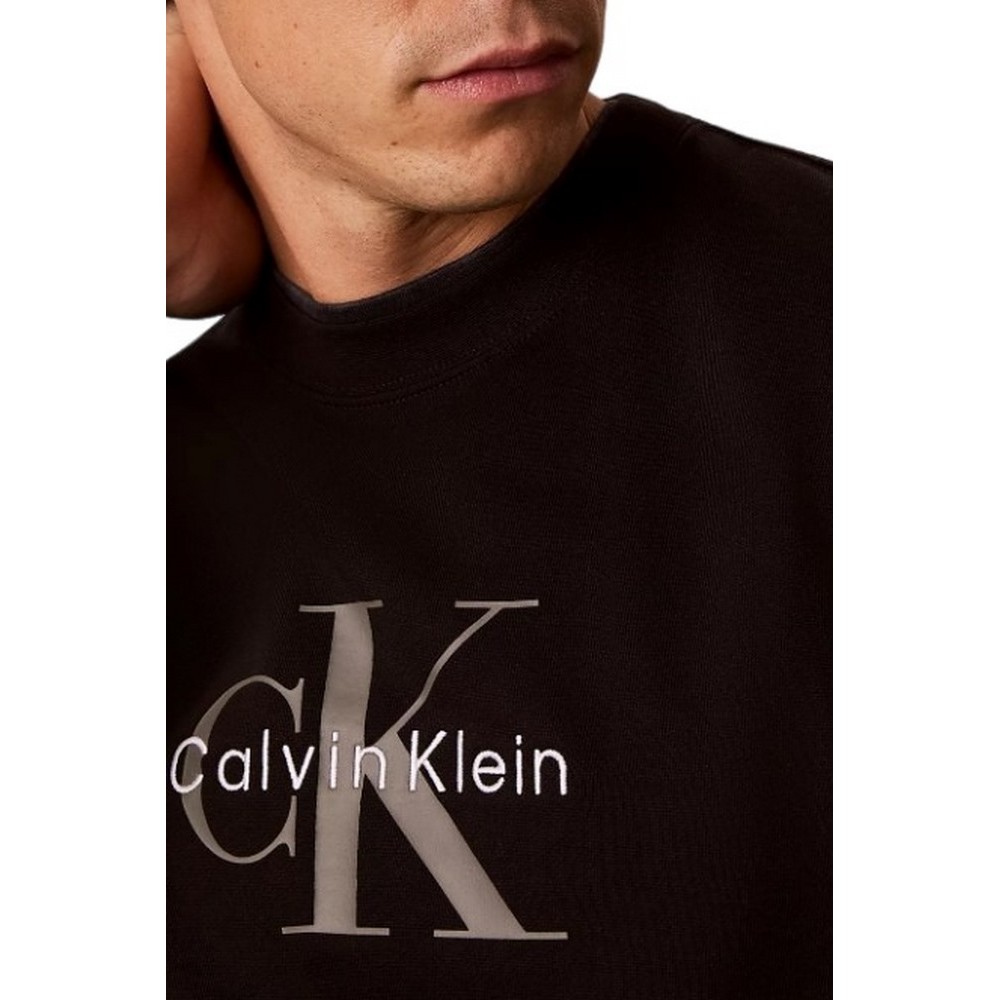 CALVIN KLEIN JEANS 350TERRY MNLG CN SWTSHRT ΜΠΛΟΥΖΑ ΦΟΥΤΕΡ ΑΝΔΡΙΚΗ BLACK