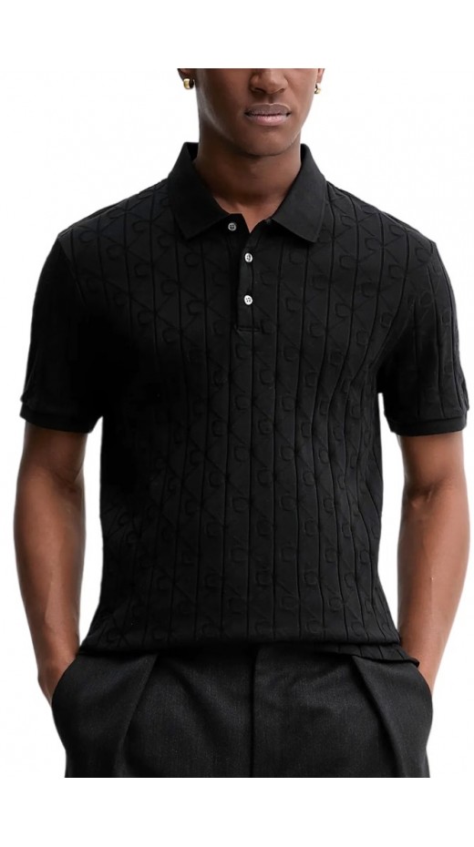 CALVIN KLEIN JEANS DBL MERCERIZED EMBLEM JACQUAR T-SHIRT ΜΠΛΟΥΖΑ ΑΝΔΡΙΚΗ BLACK